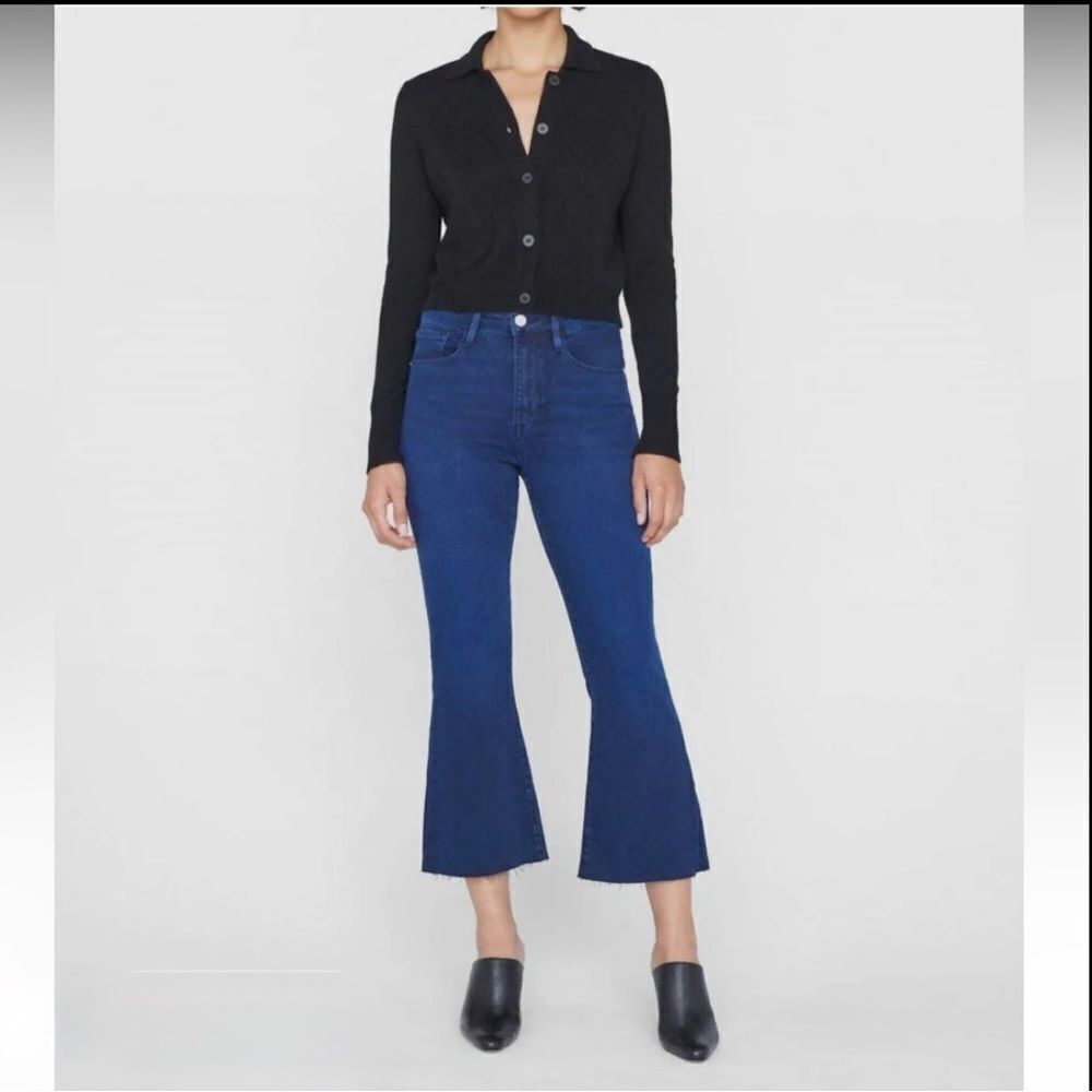 New Frame Denim Le Crop Flare Raw After Jean In Fiona Size 26 - Picture 16 of 16